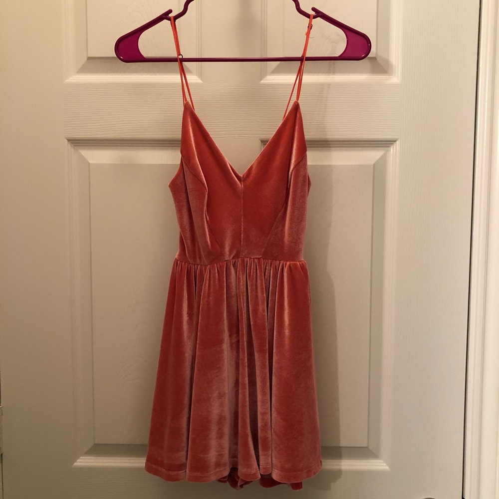 Pink Velvet Crush Romper size SMALL